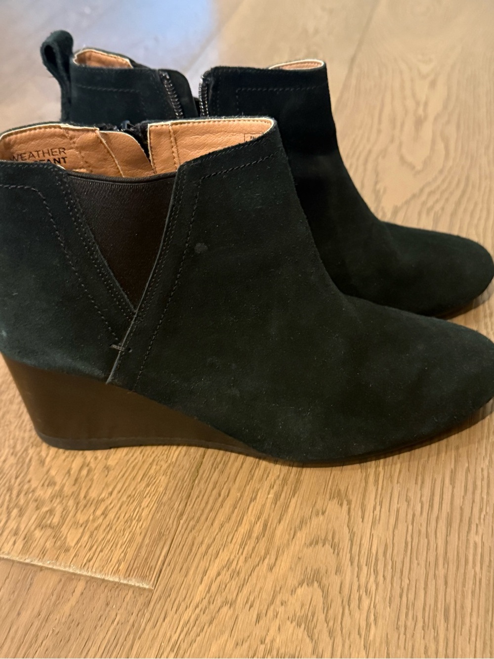 Vionic Black Suede Wedge Ankle Booties